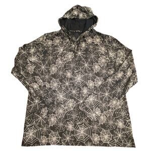 MeUndies 3X Black Spiderweb Print Hooded Long Sleeve Lounge Top Halloween Spooky
